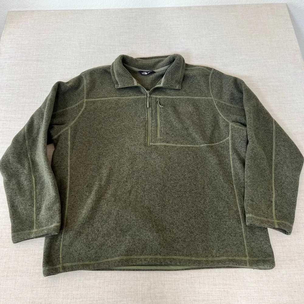 EUC The North Face 1/2 Zip Fleece Pullover Sweatshirt NFOA33R7 Green Mens Sz XXL